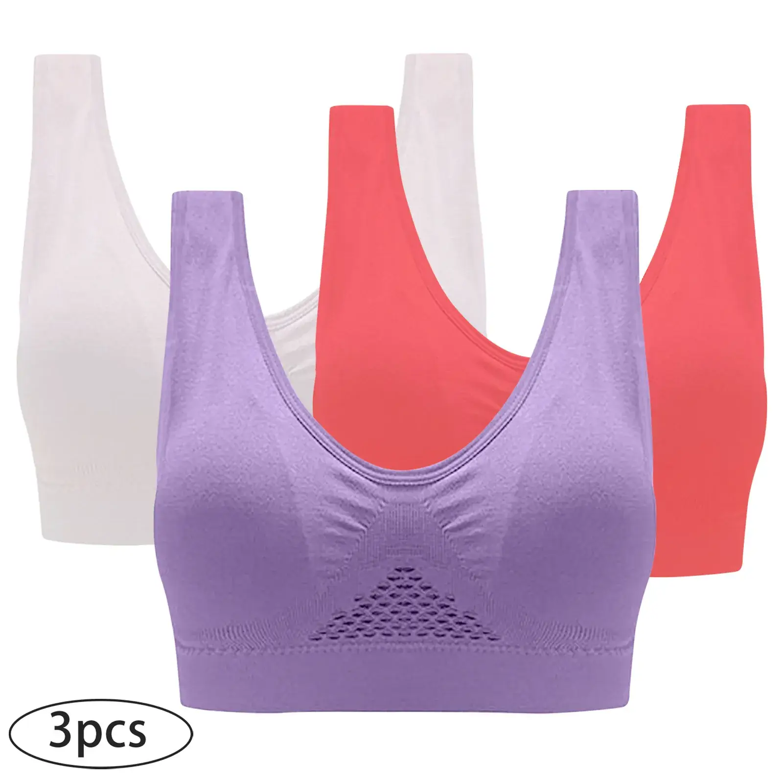 Plus Size Breathable Sports Bra Set of 3