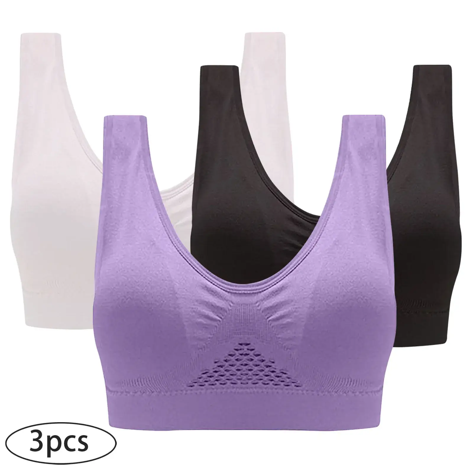 Plus Size Breathable Sports Bra Set of 3