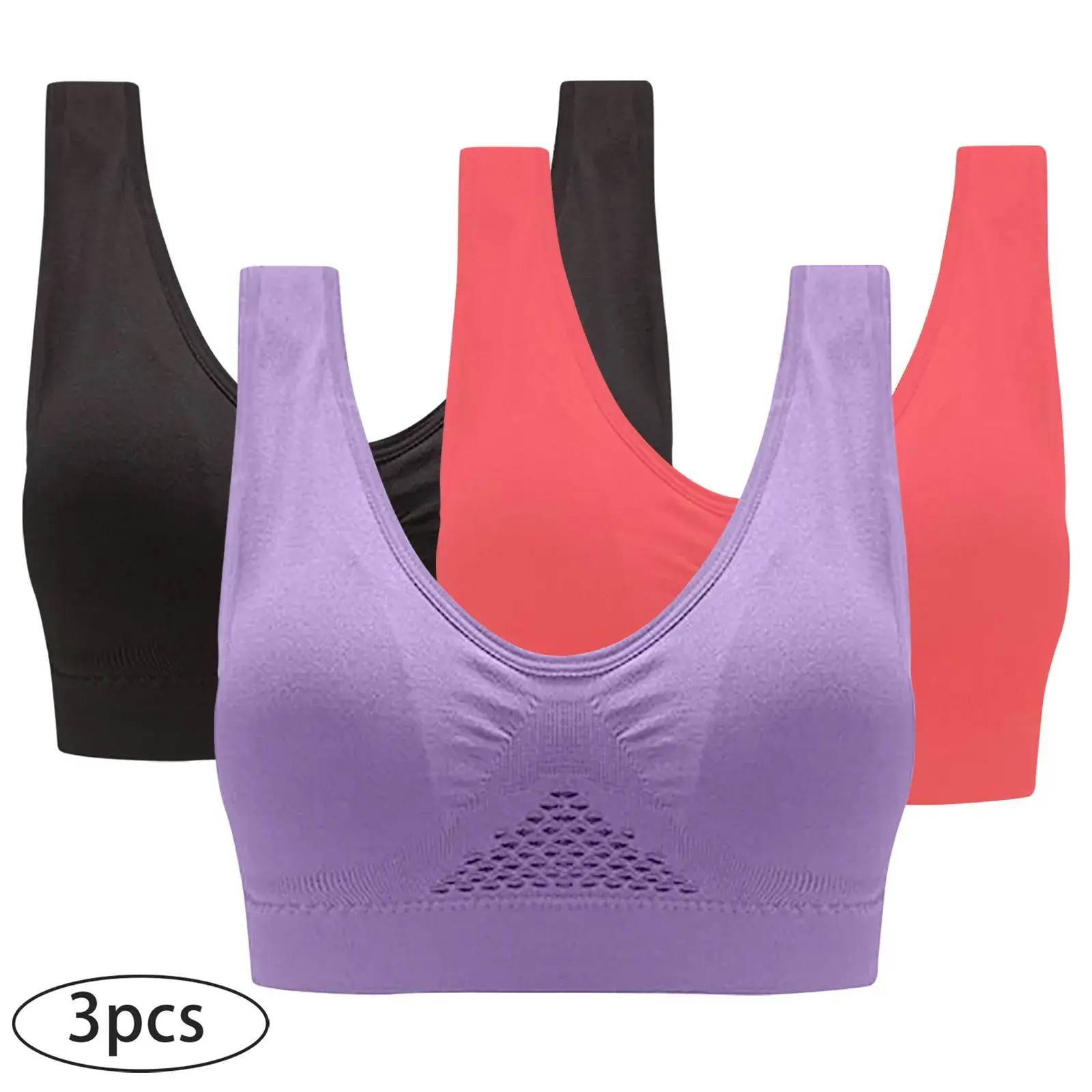 Plus Size Breathable Sports Bra Set of 3