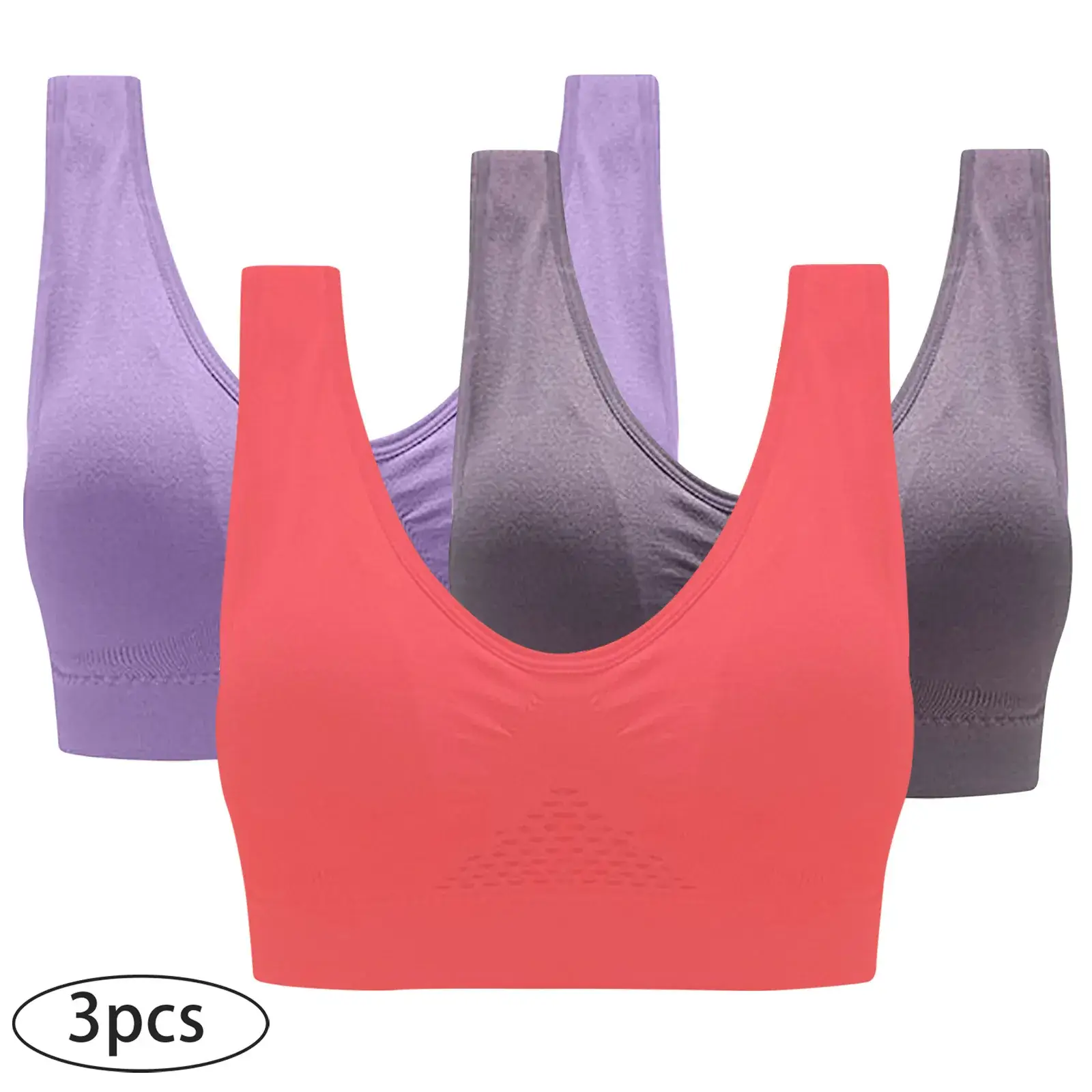 Plus Size Breathable Sports Bra Set of 3