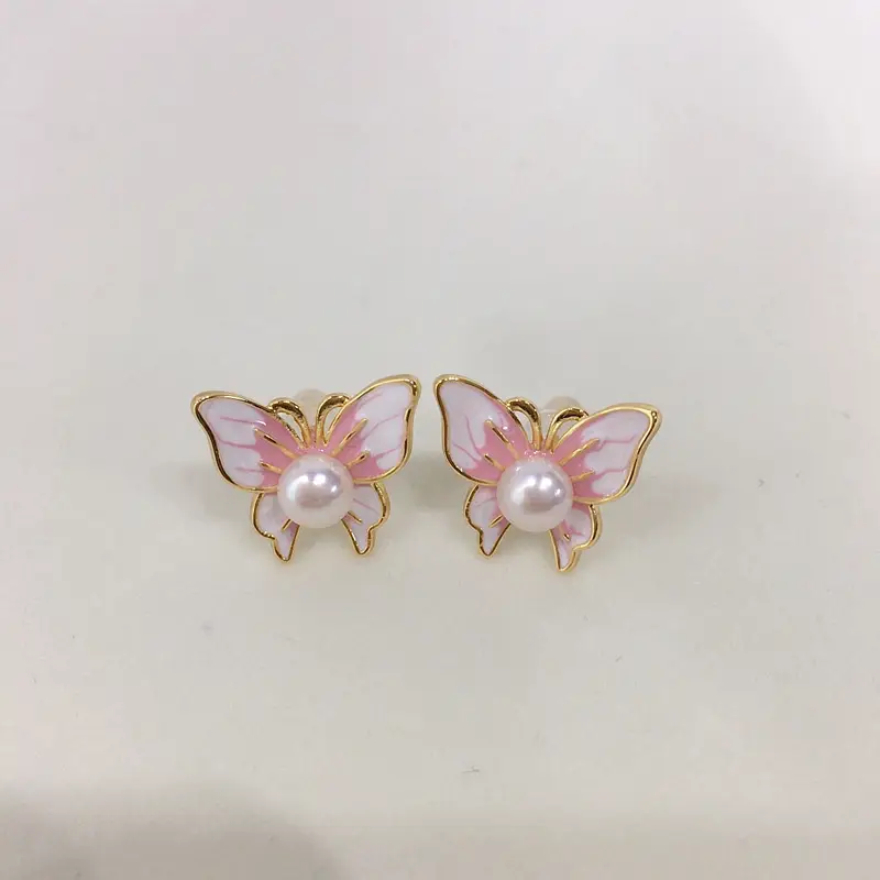 5 Pearl Butterfly Earrings 18K Gold Enamel Women — feature 4