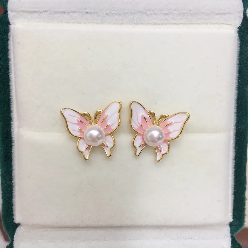 5 Pearl Butterfly Earrings 18K Gold Enamel Women — feature 6