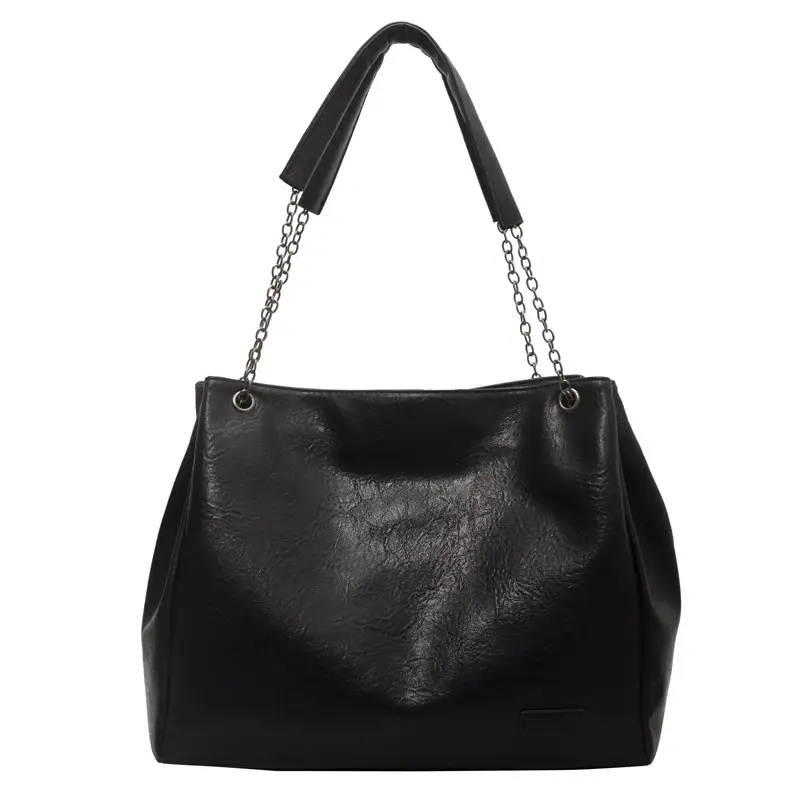 Black Leather Tote Bag for Women Autumn Winter 2023 - Image 9