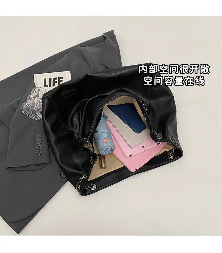 Black Leather Tote Bag for Women Autumn Winter 2023 — feature 8