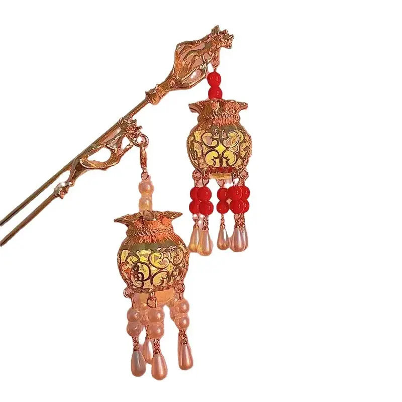 Ancient Hanfu Hairpin with Tassel Lamp Design - Image 38