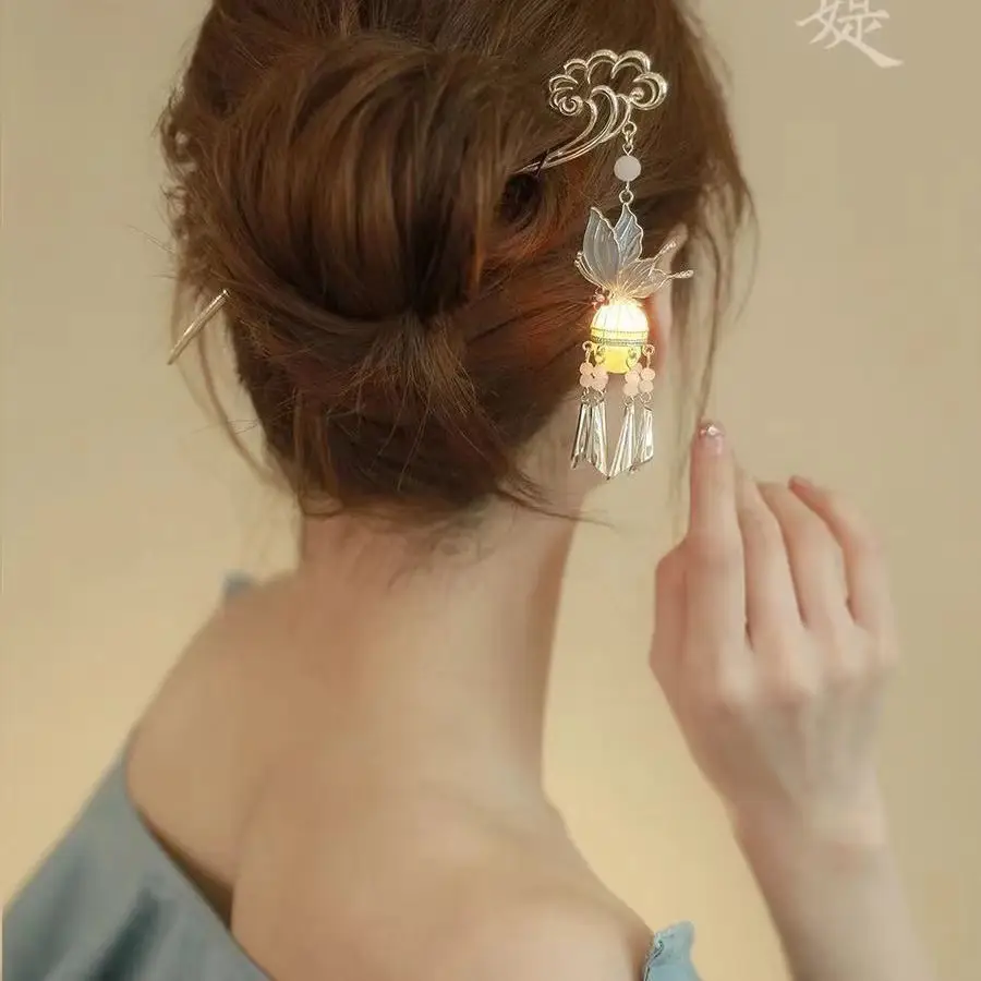 Ancient Hanfu Hairpin with Tassel Lamp Design — feature 21