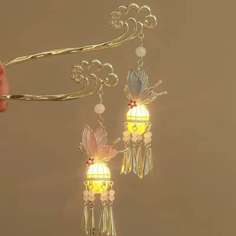 Ancient Hanfu Hairpin with Tassel Lamp Design — feature 22