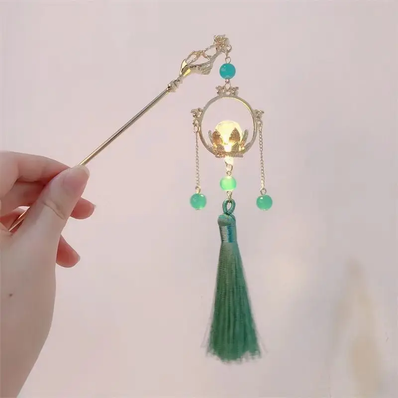 Ancient Hanfu Hairpin with Tassel Lamp Design - Image 10