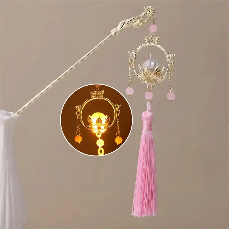 Ancient Hanfu Hairpin with Tassel Lamp Design - Image 12