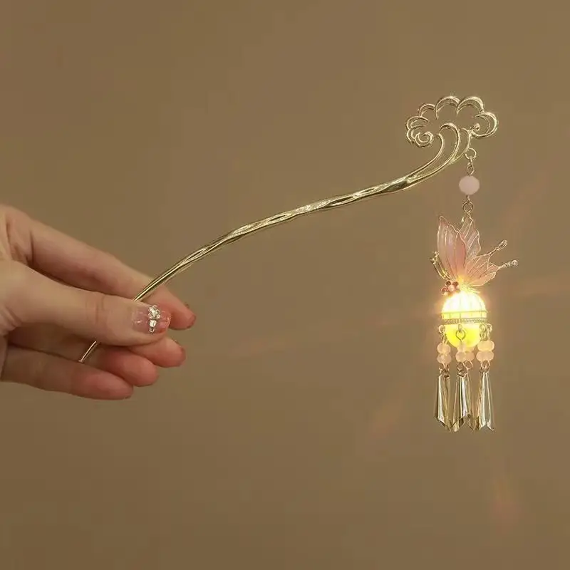 Ancient Hanfu Hairpin with Tassel Lamp Design - Image 14