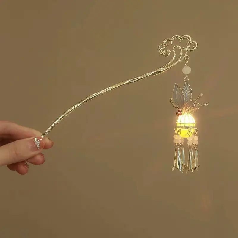 Ancient Hanfu Hairpin with Tassel Lamp Design - Image 15