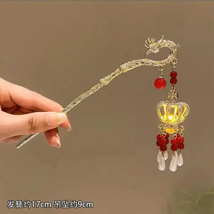 Ancient Hanfu Hairpin with Tassel Lamp Design - Image 16