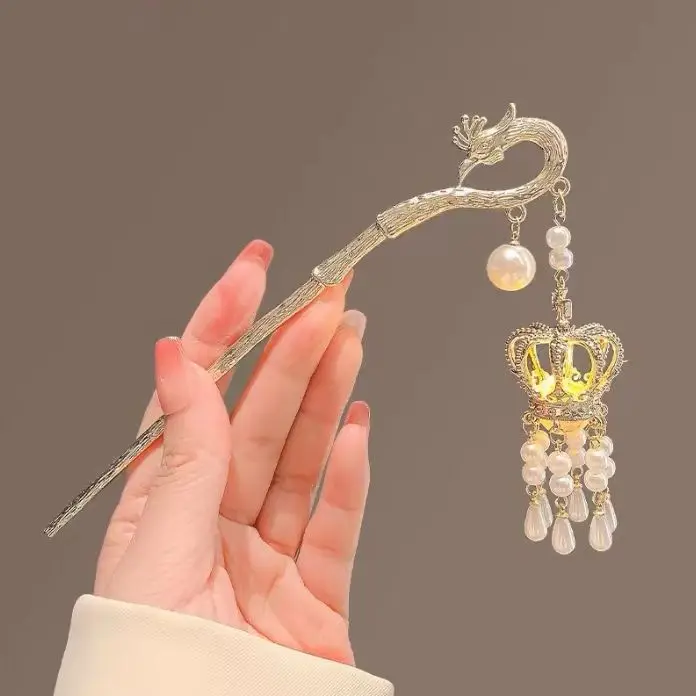 Ancient Hanfu Hairpin with Tassel Lamp Design - Image 17