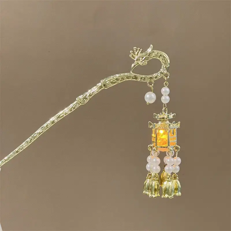 Ancient Hanfu Hairpin with Tassel Lamp Design - Image 19