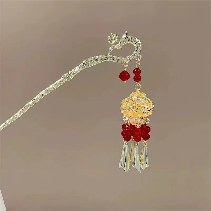 Ancient Hanfu Hairpin with Tassel Lamp Design - Image 20
