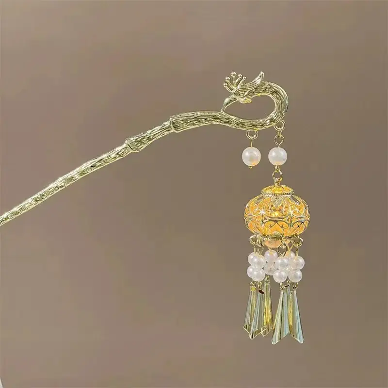 Ancient Hanfu Hairpin with Tassel Lamp Design - Image 21