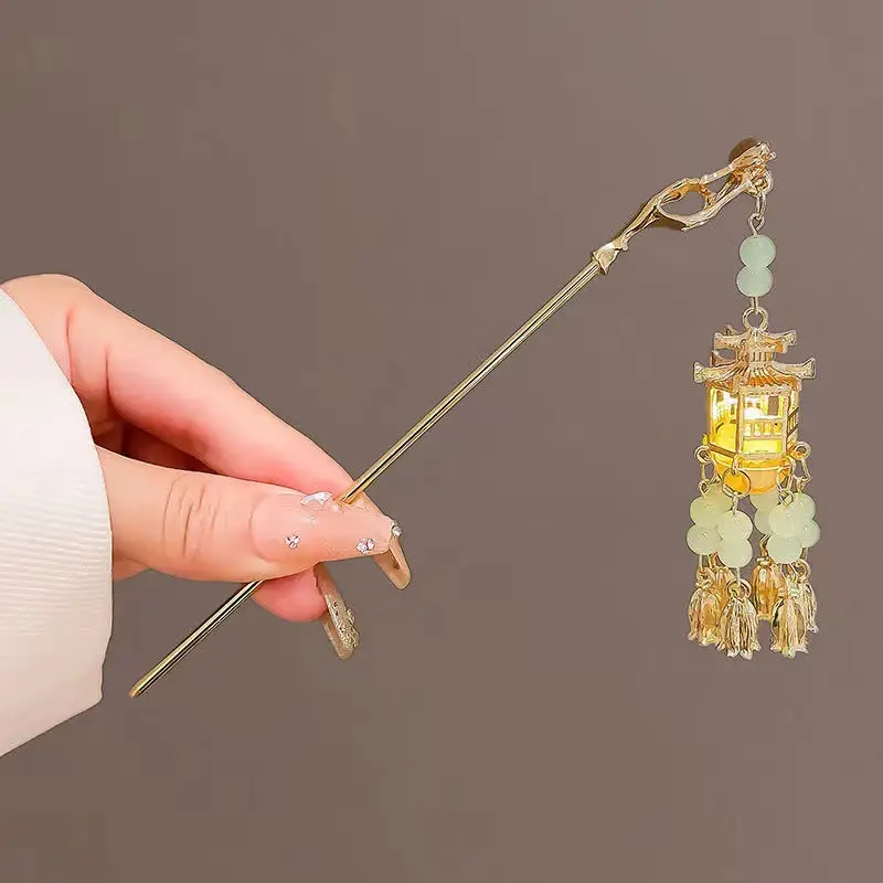 Ancient Hanfu Hairpin with Tassel Lamp Design - Image 23
