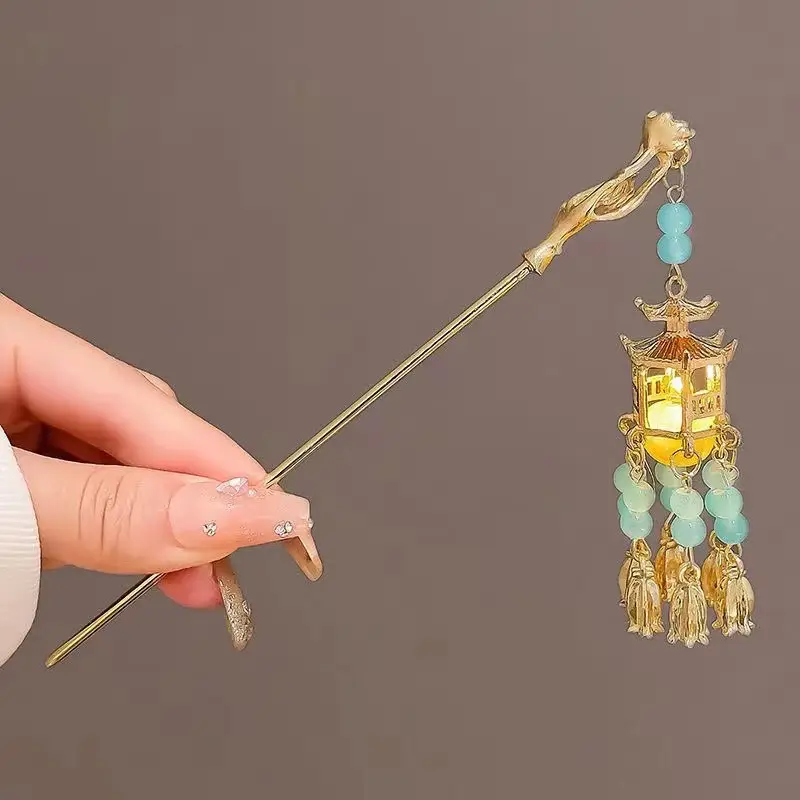 Ancient Hanfu Hairpin with Tassel Lamp Design - Image 24