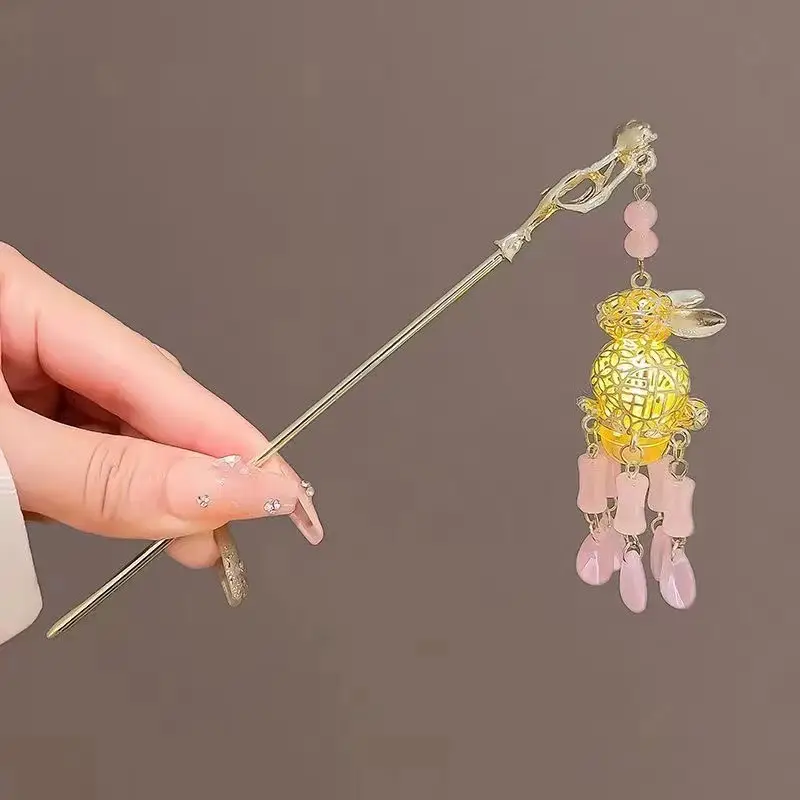 Ancient Hanfu Hairpin with Tassel Lamp Design - Image 26