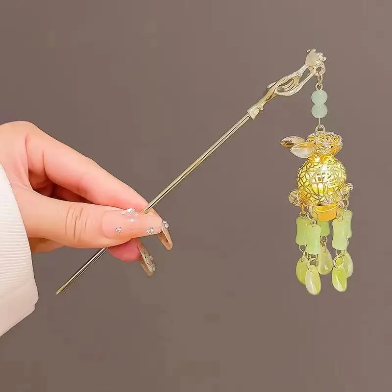 Ancient Hanfu Hairpin with Tassel Lamp Design - Image 27