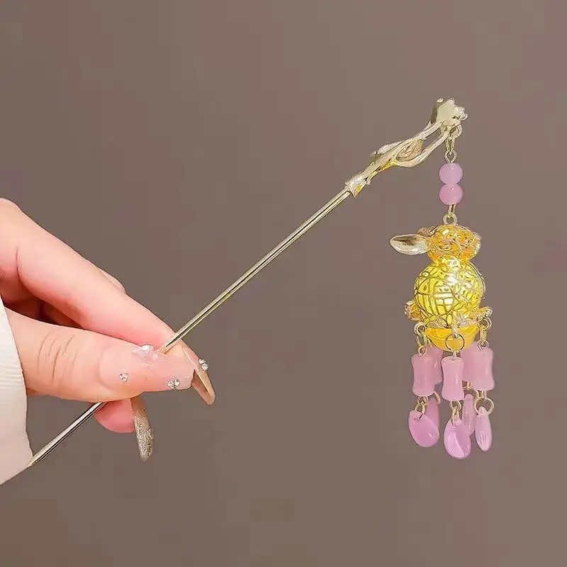 Ancient Hanfu Hairpin with Tassel Lamp Design - Image 28