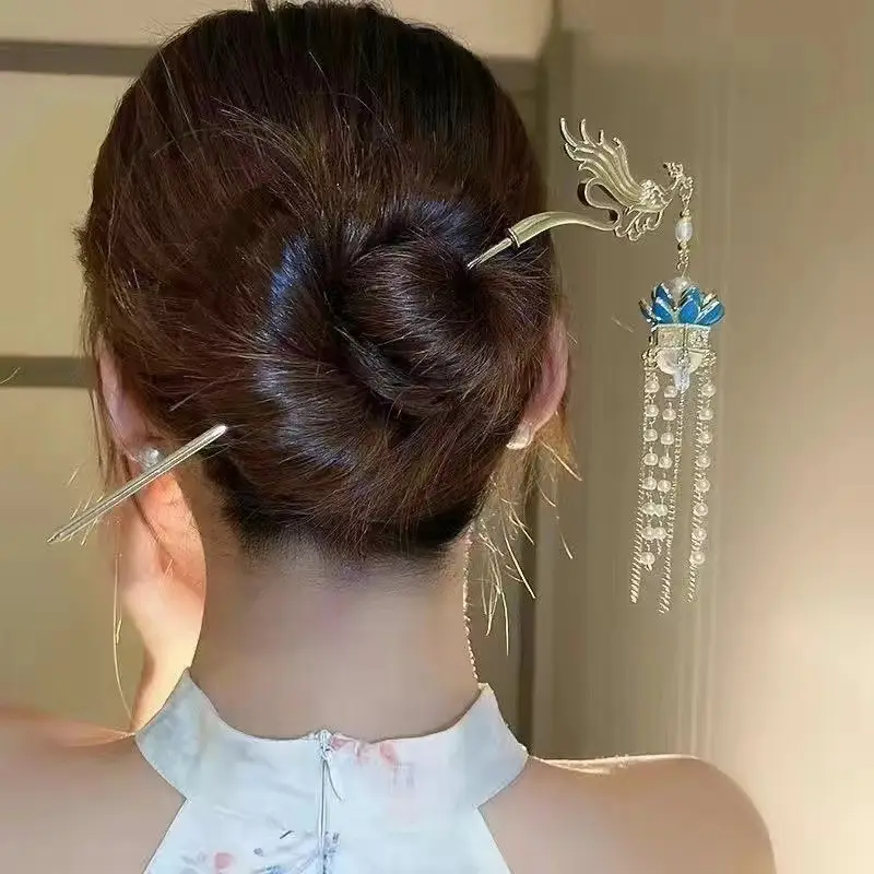 Ancient Hanfu Hairpin with Tassel Lamp Design - Image 30