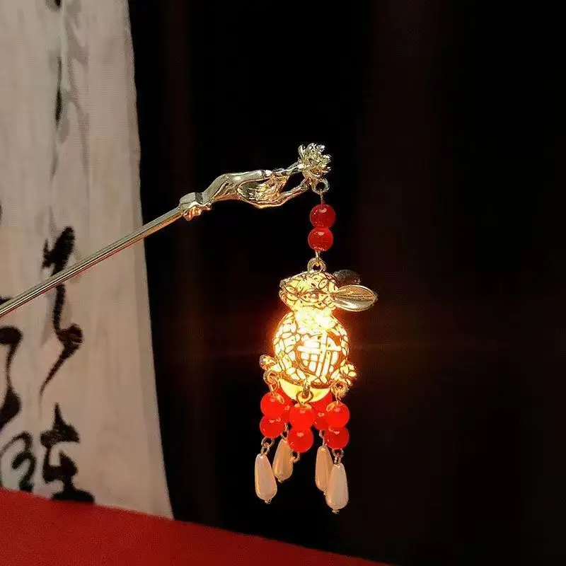 Ancient Hanfu Hairpin with Tassel Lamp Design - Image 4