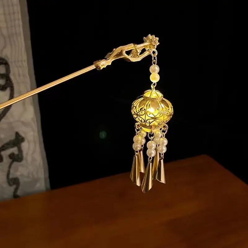 Ancient Hanfu Hairpin with Tassel Lamp Design - Image 7