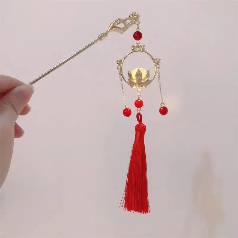 Ancient Hanfu Hairpin with Tassel Lamp Design - Image 9