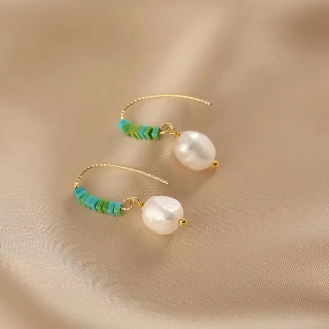 Natural Pearl Earrings with Gold Plated Wire