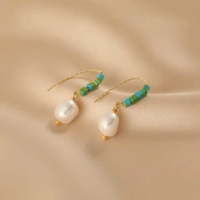 Natural Pearl Earrings with Gold Plated Wire