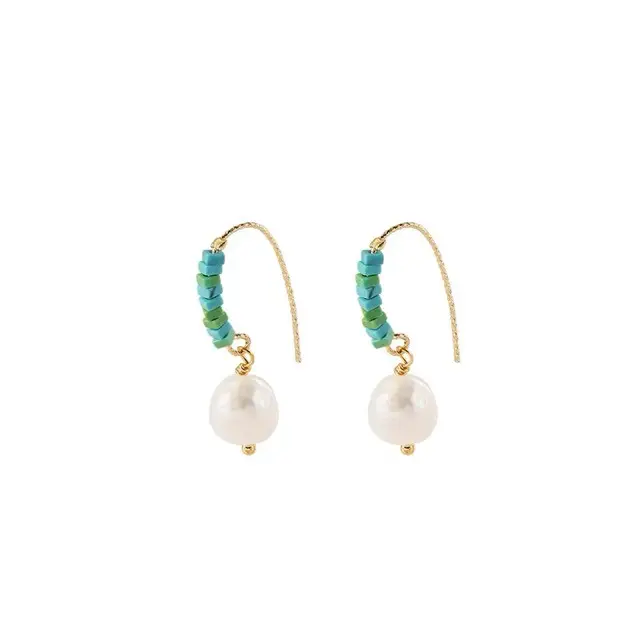 Natural Pearl Earrings with Gold Plated Wire