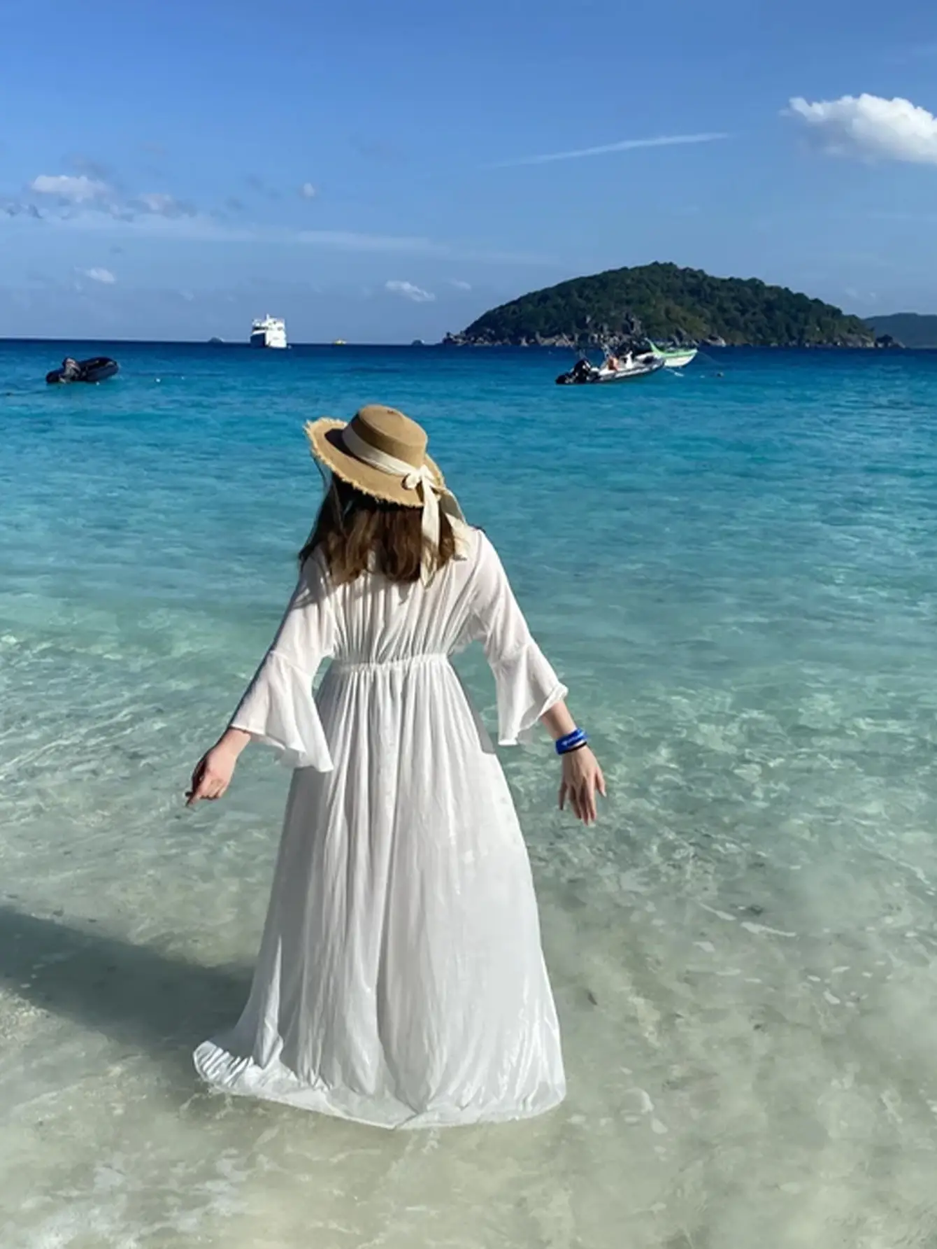White V-Neck Beach Skirt Belt Blouse for Women - Image 8