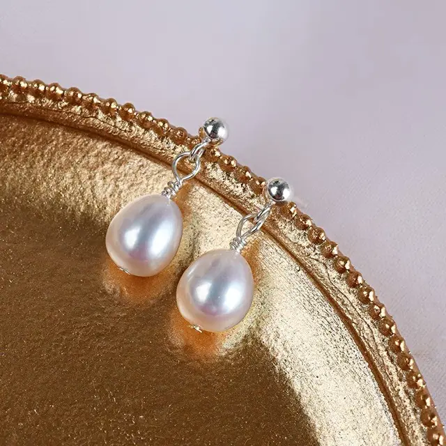 Natural Freshwater Pearl Light Earrings Women 925 Silver