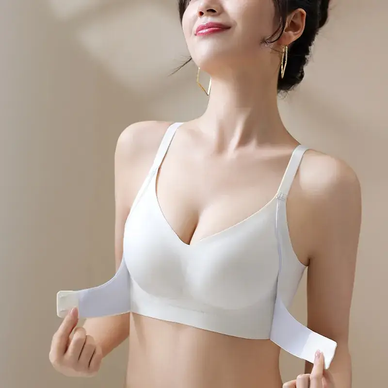 Women's Jelly Strip Push Up Bra White Beige Black - Image 9