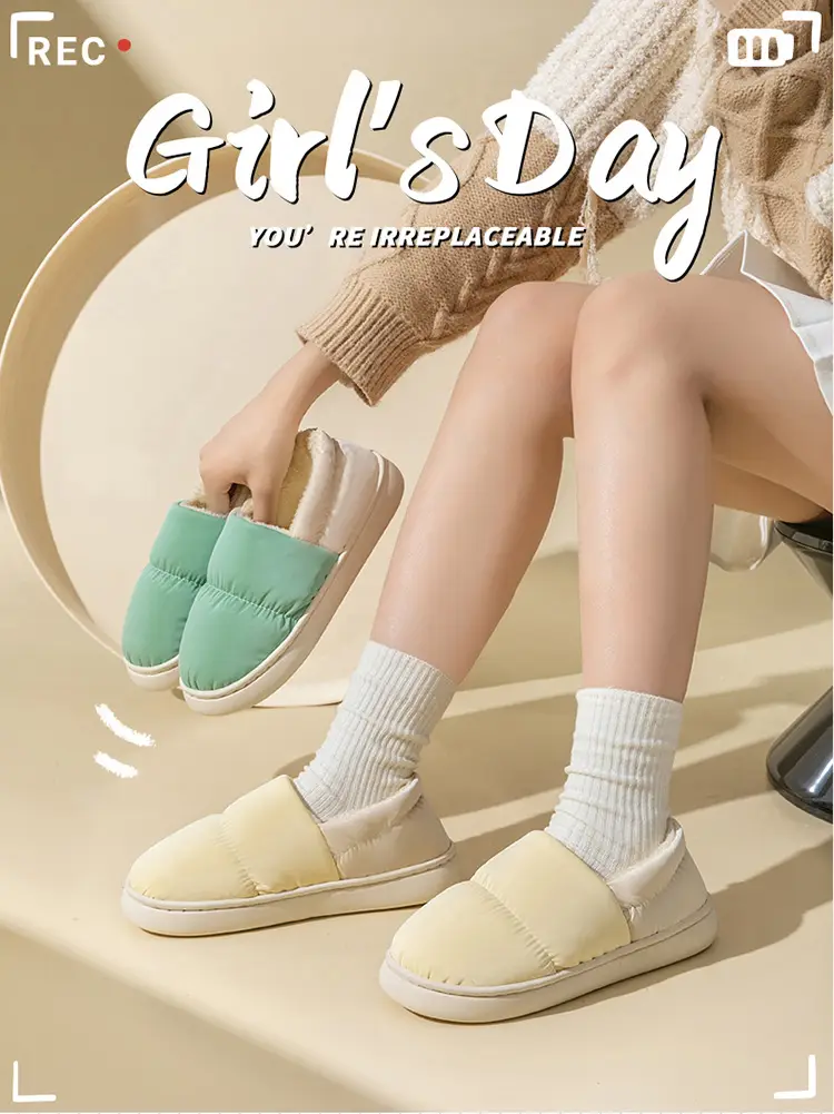 Women's Grey Quilted Cotton Slip-On Slippers for Winter 2024 — feature 1