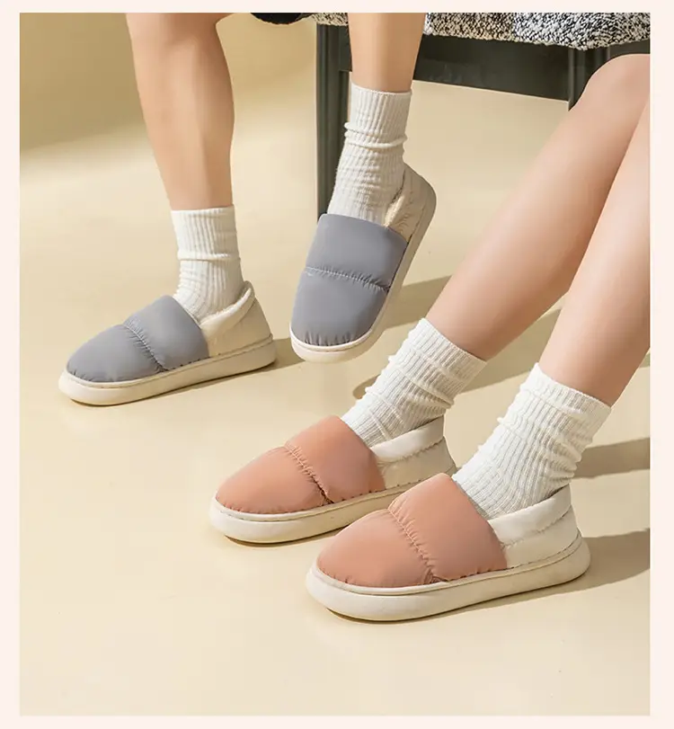 Women's Grey Quilted Cotton Slip-On Slippers for Winter 2024 — feature 17