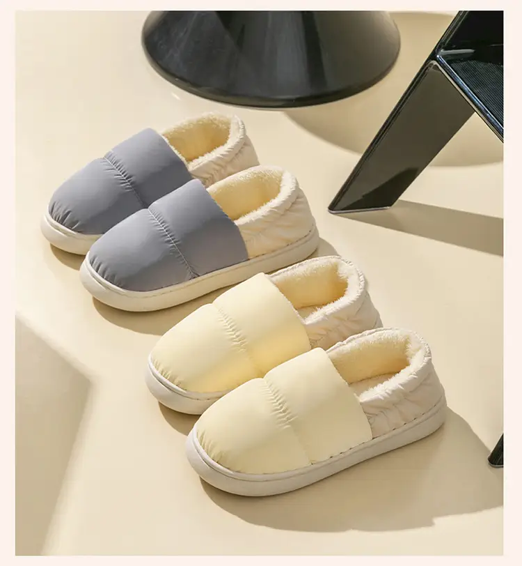 Women's Grey Quilted Cotton Slip-On Slippers for Winter 2024 — feature 21