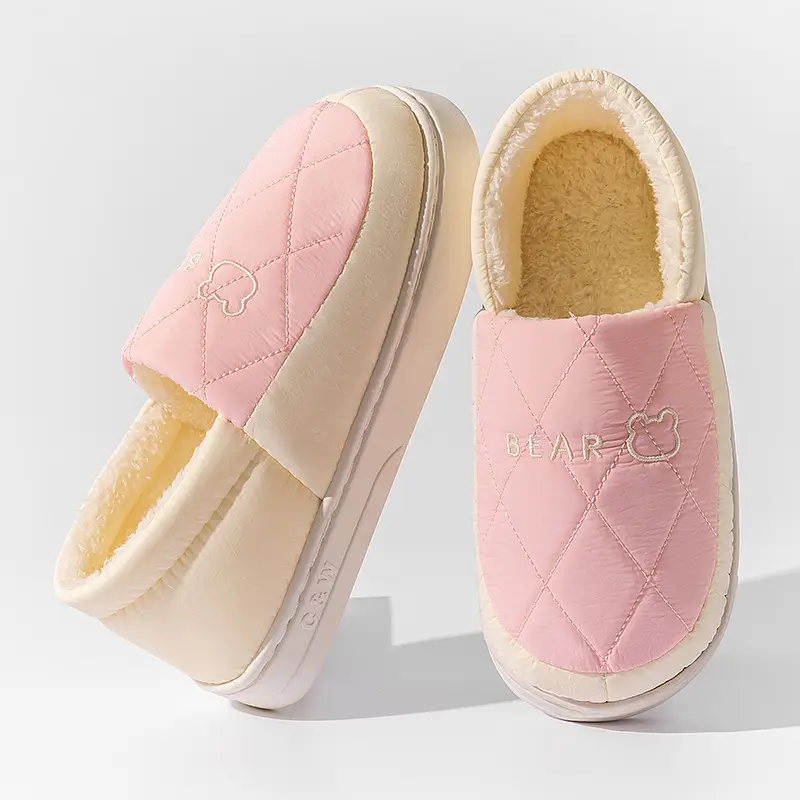 Women's Grey Quilted Cotton Slip-On Slippers for Winter 2024 - Image 11