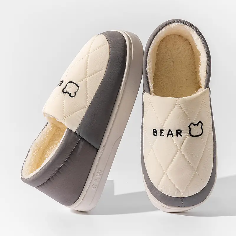 Women's Grey Quilted Cotton Slip-On Slippers for Winter 2024 - Image 12