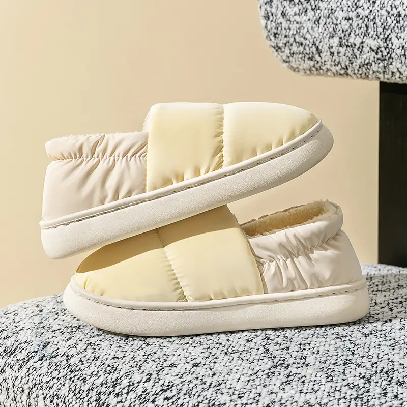 Women's Grey Quilted Cotton Slip-On Slippers for Winter 2024 - Image 2