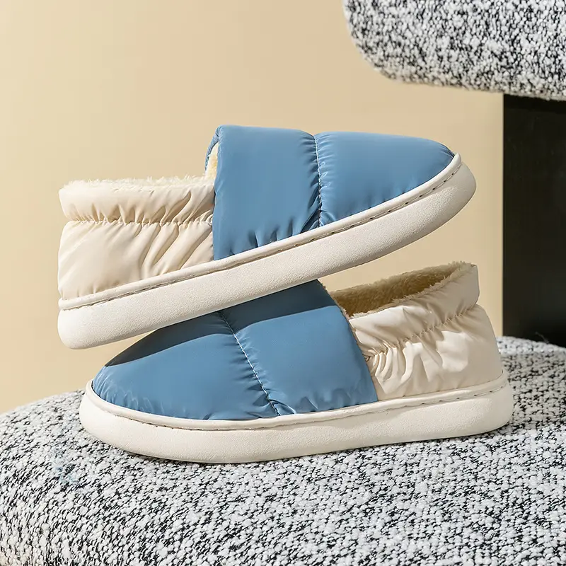 Women's Grey Quilted Cotton Slip-On Slippers for Winter 2024 - Image 5