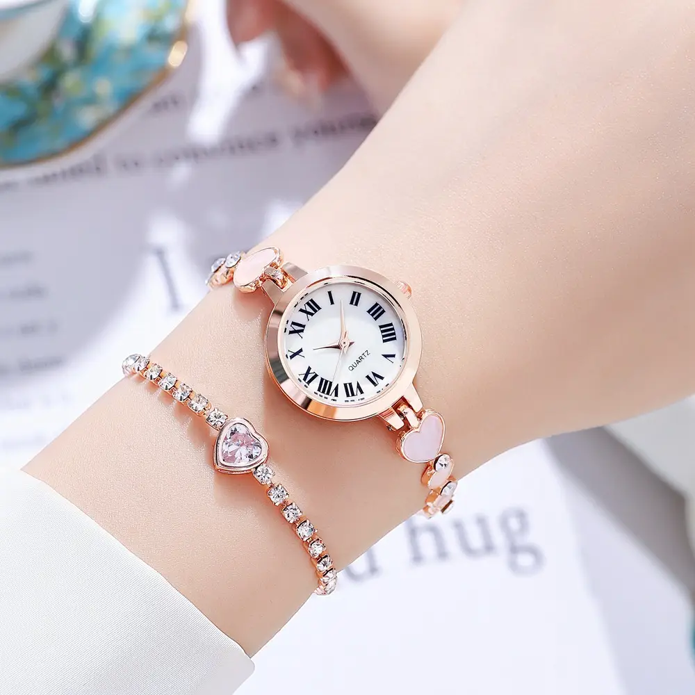 Women's Rose Gold Roman Numeral Bracelet Watch - Image 3