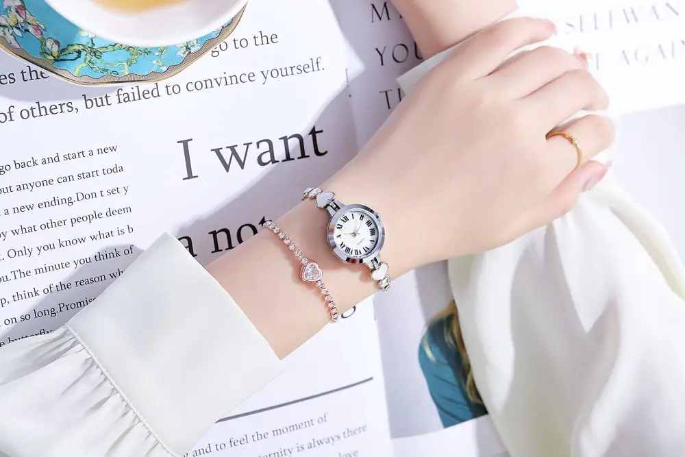 Women's Rose Gold Roman Numeral Bracelet Watch — feature 7