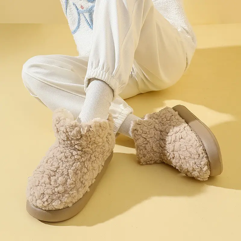 Plush Lined Cotton Shoes for Women, Winter Couple's Indoor Warm Non-Slip Thick-Soled High-Top Cotton Slippers, Wholesale for Outdoor Wear for Men - Image 7