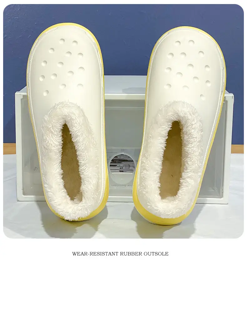 Winter new home fleece-lined warm cotton slippers men's slip-on waterproof couple slippers cotton shoes lazy shoes — feature 16