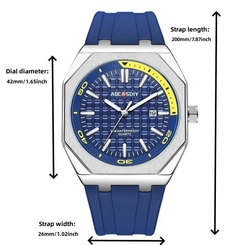 Men's Black Hexagonal Luminous Quartz Watch — feature 13