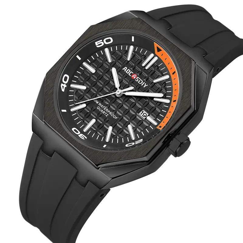 Men's Black Hexagonal Luminous Quartz Watch — feature 15