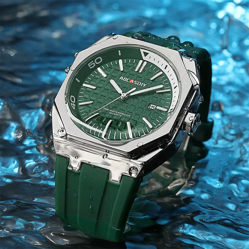 Men's Black Hexagonal Luminous Quartz Watch — feature 16