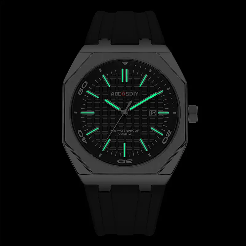 Men's Black Hexagonal Luminous Quartz Watch — feature 17